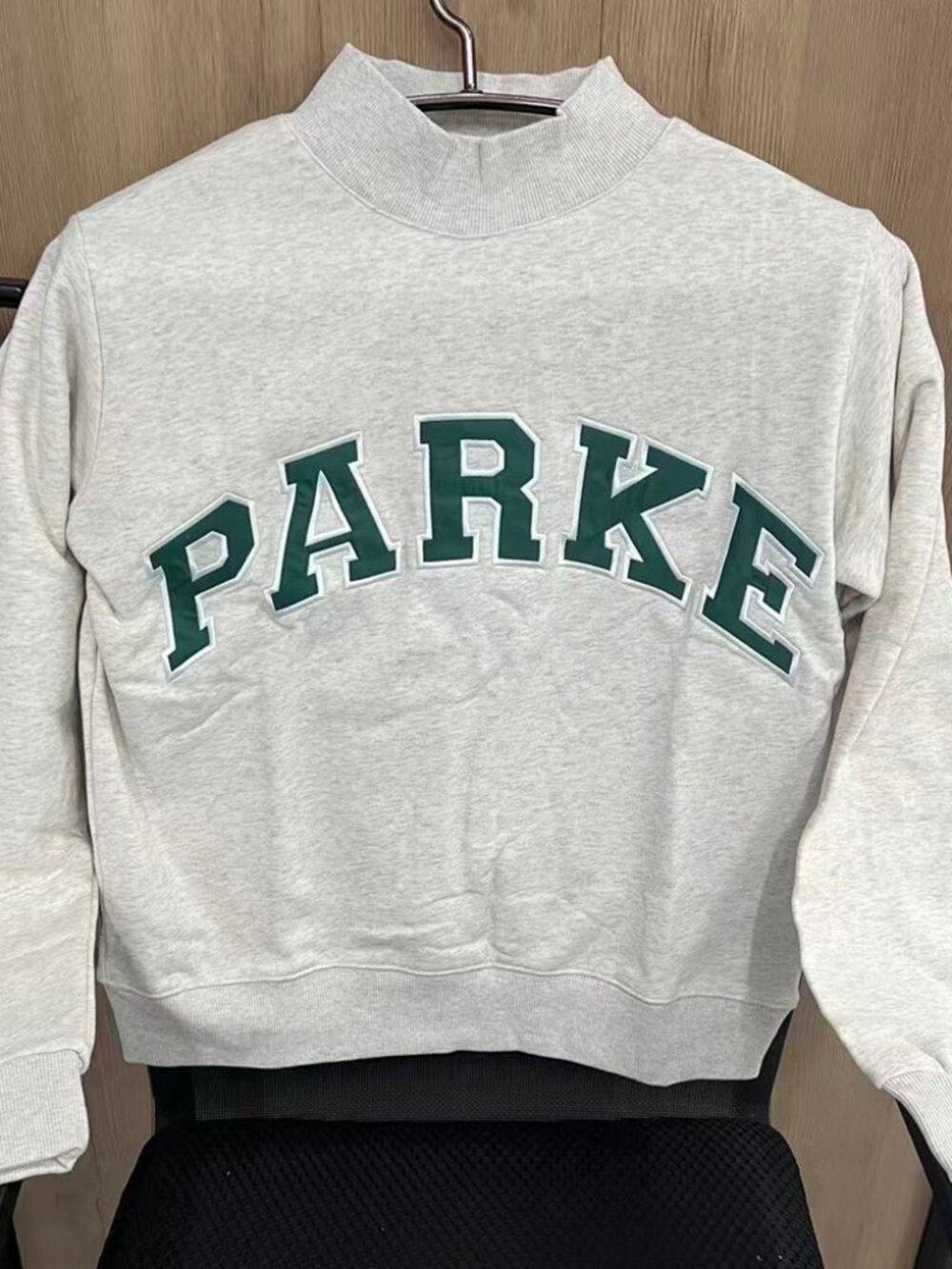 PARKE Heather Grey Mock Neck Logo Sweatshirt S/M